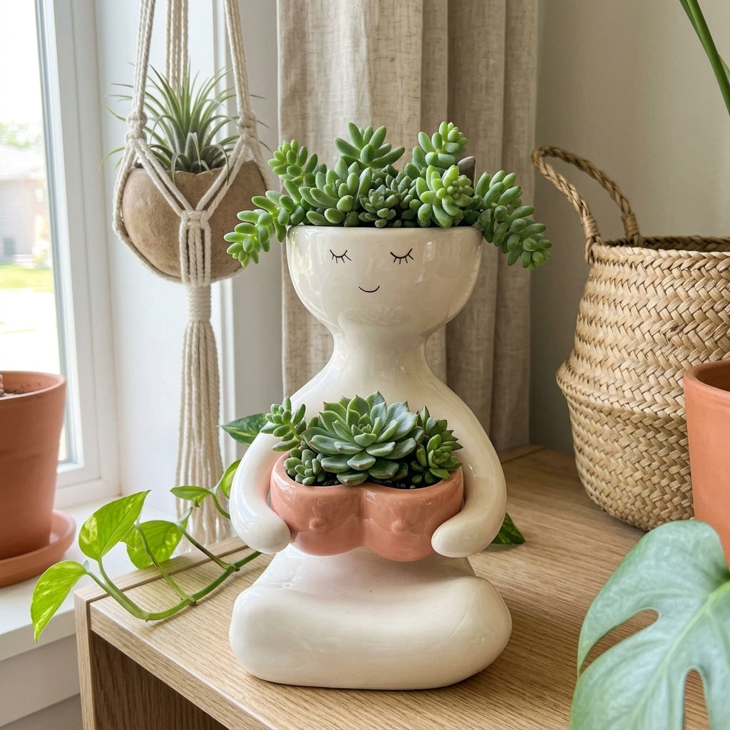 A Handmade Lady Plant Pot