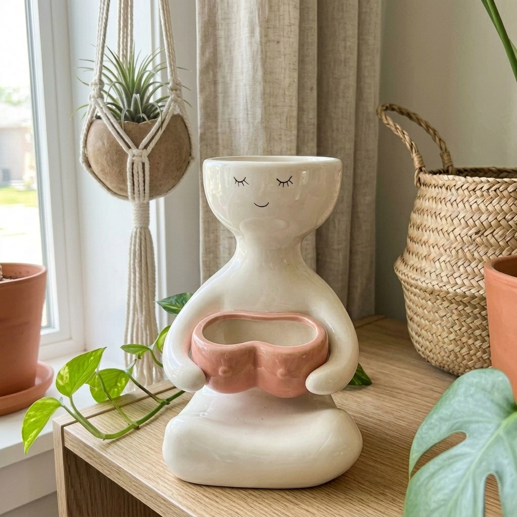 A Handmade Lady Plant Pot